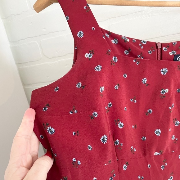 Vintage 90s Maxi dress Empire waist Sleeveless Floral Dark Red Burgundy Sz 13 - Picture 10 of 14